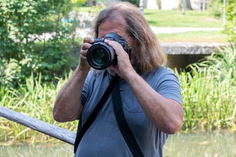 Photographer taking pictures, Amberg, Upper Palatinate, Bavaria, Germany
