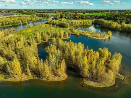 Wesel, Lower Rhine, North Rhine-Westphalia, Germany - autumn on the Lippe, trees with colorful