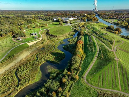 Castrop-Rauxel, North Rhine-Westphalia, Germany - Autumn on the restored Emscher, EMSCHERLAND