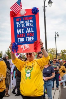 Detroit, Michigan USA - 18 October 2025 - A large crowd gathered for a 'No Kings' rally, protesting