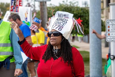 Detroit, Michigan USA - 18 October 2025 - Protesters from Detroit and Grosse Pointe gathered on the