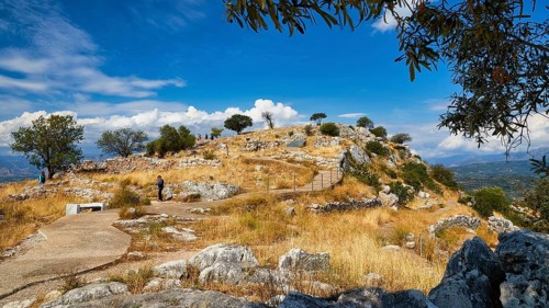 Hill with ruins, archaeological site, UNESCO World Heritage Site, Mycenae, Mycenae, important city