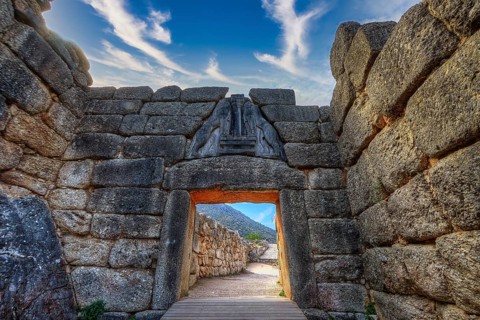 HDR, sky changed, lion gate, Mycenae, archaeological site, UNESCO World Heritage Site, Mycenae,