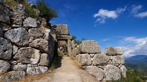Visitor, stone gate, archaeological site, UNESCO World Heritage Site, Mycenae, Mycenae, important
