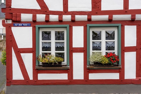 The old town of Ahrweiler, half-timbered house, renovated, restored, partly rebuilt after the flood