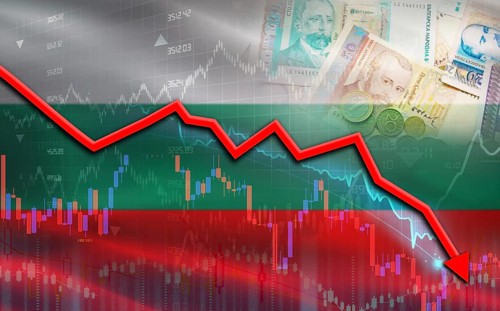 Bulgaria financial fall on economy market. Bulgaria financial crisis on economic graph