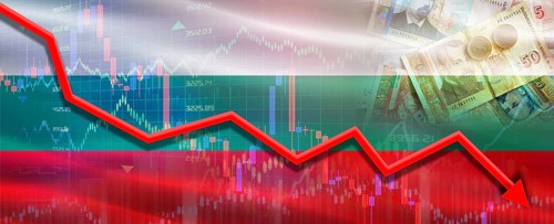 Bulgaria financial crisis on economic graph. Financial fall of Bulgaria on economy market