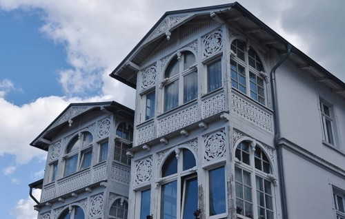 Spa architecture on Rügen, Sellin, Binz, Mecklenburg-Western Pomerania, Germany