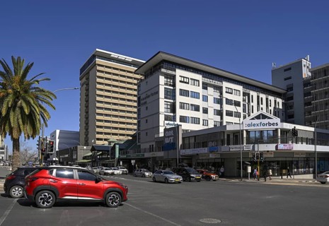 Street scene on the corner of Fidel Castro Street and Independence Avenue, Windhoek, Khomas region,