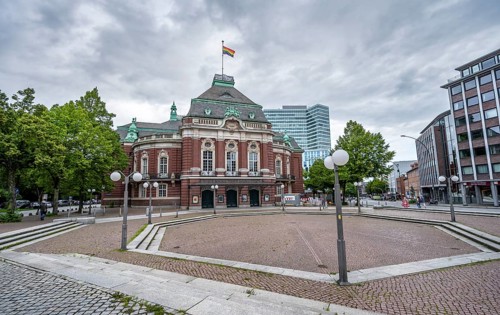 Laeiszhalle concert hall on Johannes-Brahms-Platz, Hamburg, Germany