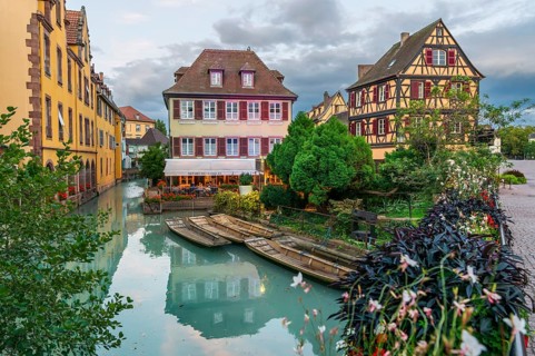 Half-timbered house in Petite Venise in the old town of Colmar, France