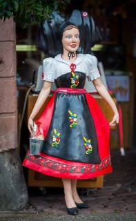 Typical traditional traditional costume doll from Alsace in Ribeauvillè
