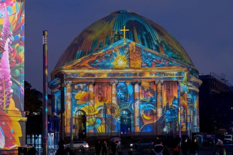 Bebelplatz, St. Hedwig's Cathedral, 21st BERLIN FESTIVAL OF LIGHTS, motto Let's Shine Together,