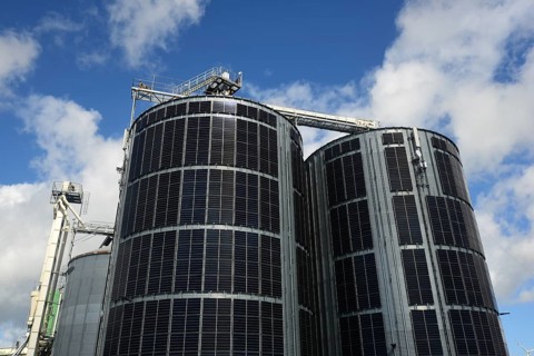 Pellet silos at the Energie-Mann company in the Westerwald