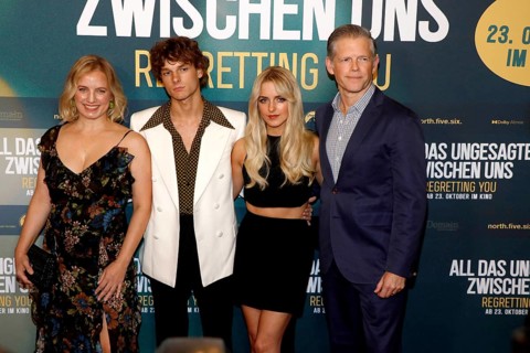 Producer Flavia Viotti, Mason Thames, Mckenna Grace and director Josh Boone at a fan event for All