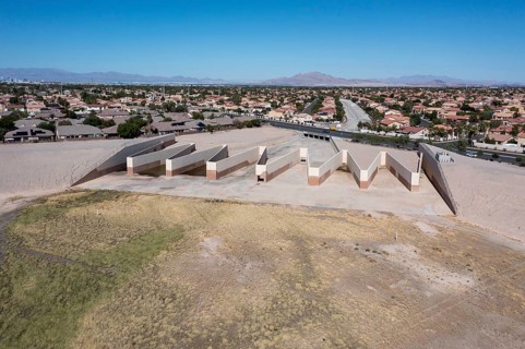 Las Vegas, Nevada - A water detention basin, one of about 100 built by the Clark County Regonal