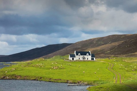 Scenic Scotland Shetland nature scenery in England. Green pastures and picturesque landscapes with