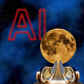 Symbolic image, escalator to the moon, universal promise of AI and AI. All-rounder for the internet