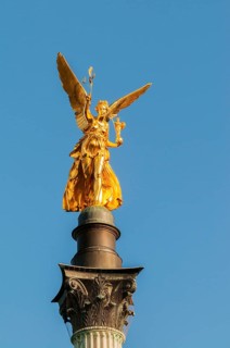 Angel of peace on the high banks of the Isar in Munich, commemorates 25 peaceful years after the