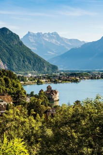 Château de Chillon, Chillon Castle, near Montreux, Lake Geneva, Lac Léman, Canton of Vaud,