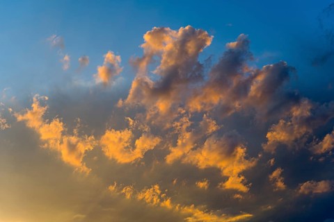 Dramatic clouds in the light of a sunset, colourful and atmospheric, Ararat Province, Armenia