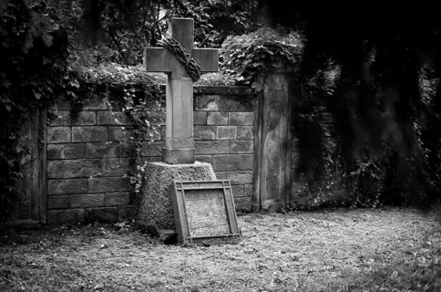 Gravestone, ivy, grave, graves, Hoppenlauf cemetery, oldest preserved cemetery in Stuttgart, black