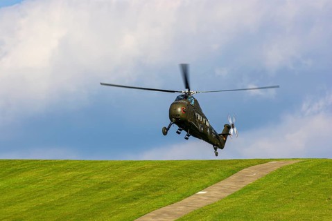 A Sikorsky S-58C transport helicopter in the colours of the German Army with the registration