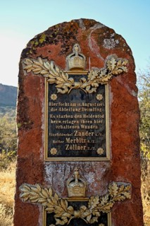 Memorial plaque at the German military cemetery at Waterberg, Otjozondjupa region, Namibia