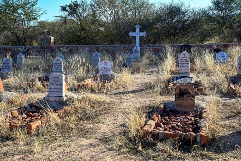 Graves at the German military cemetery at Waterberg, Otjozondjupa region, Namibia