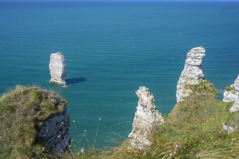 Aiguille de Belval, hike from Etretat to Yport along the chalk cliff coast, Département