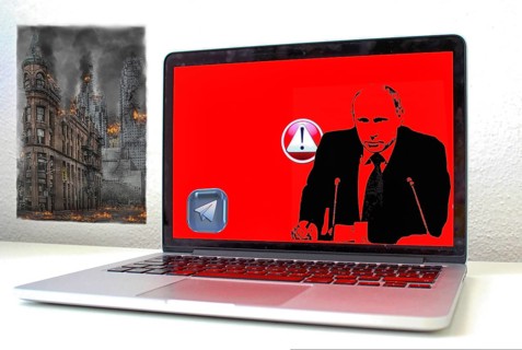 Symbolic image, Putin and Ukraine war, Russian drones over EU, sabotage by Russia, cybercrime,