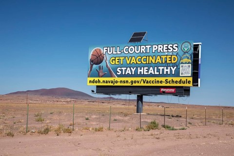 Cameron, Arizona - A billboard advertisement from the Navajo Department of Health urges Navajo