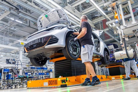 Electric car production in the assembly halls of VW in Zwickau, Zwickau, Saxony, Germany