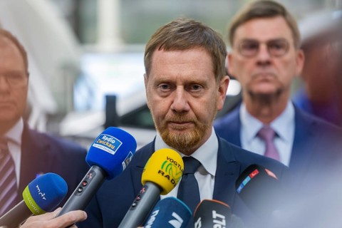 Minister President Michael Kretschmer during his visit to the Volkswagen vehicle plant in Zwickau,