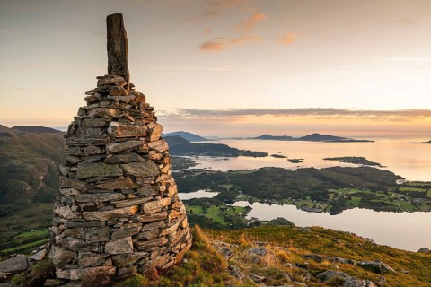 View of the Norwegian coast from the Rørsethornet stone steps, with 3292 steps one of the longest