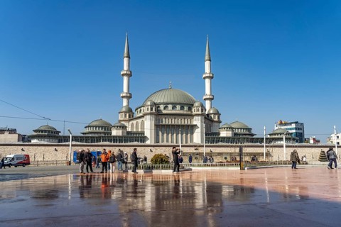 The Taksim Mosque on Taksim Square Taksim Meydani in Beyoglu, Istanbul, Turkey