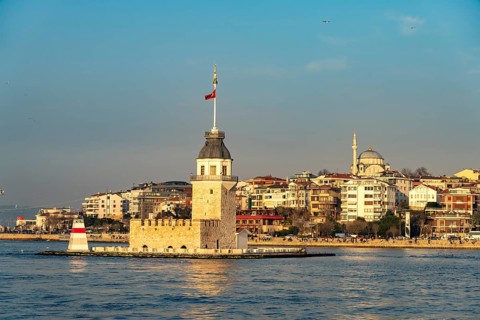 The Maiden Tower lighthouse, Leander Tower or Maiden Tower in front of the Üsküdar district,