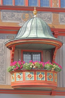 Pulpit with pulpit lid, ornamentation, oriel, detail, Renaissance, Town Hall, Am Markt, Tübingen,