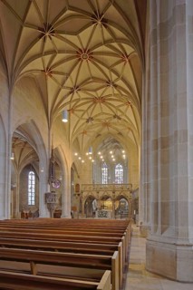 Late Gothic collegiate church of St George, rood screen, interior view, Tübingen, Neckar Valley,