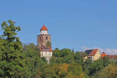 Roman tower built in 1746, landmark, building, town tower, Haigerloch, Swabian Alb,