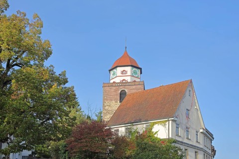 Roman tower built in 1746 and building, landmark, town tower, Haigerloch, Swabian Alb,