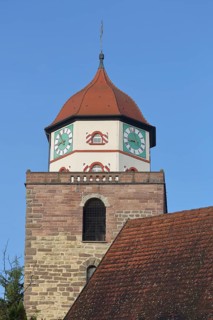 Roman tower built in 1746 and building, landmark, town tower, Haigerloch, Swabian Alb,