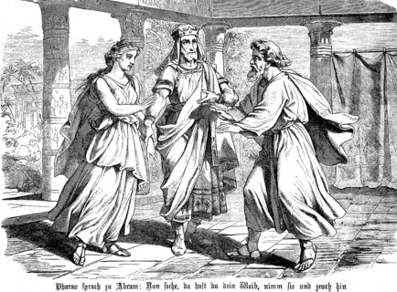 First book of Moses, chapter 12, Genesis, Abraham meets the Pharaoh in Egypt, palace, Old