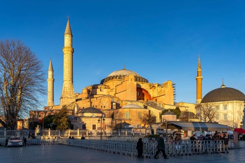 Today's Hagia Sophia mosque or Church of St Sophia, former Byzantine church and museum in Istanbul,