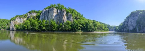 Panorama vom Donaudurchbruch, Weltenburg, Kelheim, Bayern, Deutschland
