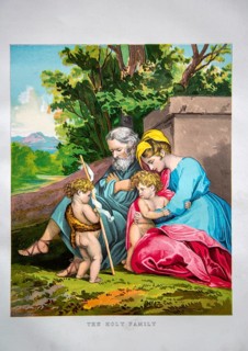 Nineteenth century Victorian Bible story illustration in Chromo-Lithography, The Holy Family