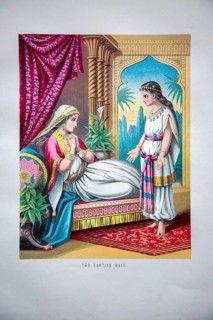 Nineteenth century Victorian Bible story illustration in Chromo-Lithography, The Captive Maid