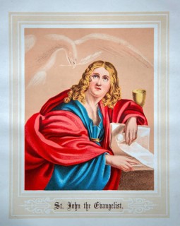 Nineteenth century Victorian Bible story illustration in Chromo-Lithography, Saint John the