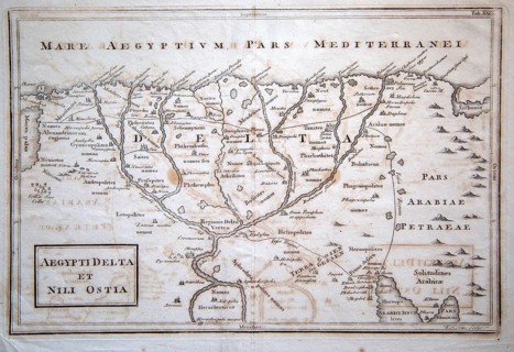 Map of River Nile delta and Mediterranean coast, Egypt 1794 engraved by William Henry Toms