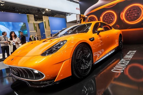 Exhibition stand from Mercedes. Concept AMG GT XX. IAA MOBILITY in Munich. The motor show presents